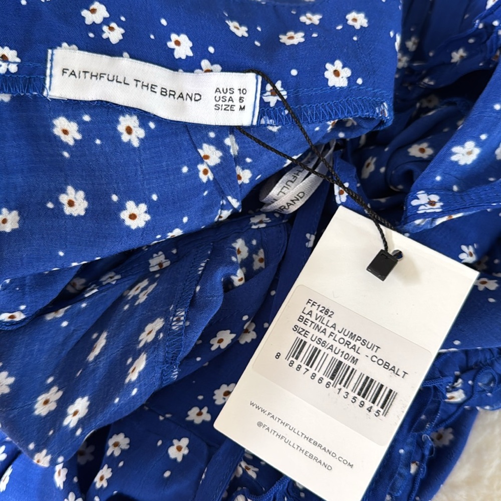 NWT Tuckernuck Faithful The Brand La Villa Cobalt Blue Wide-Leg Jumpsuit 6 - Picture 11 of 14